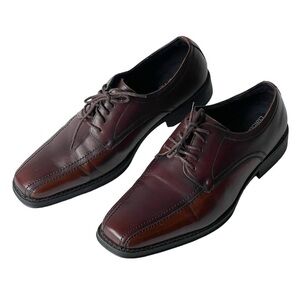 Claiborne Men's Brown Leather Oxford Lace Up Dress Shoes Square Toe, Sz 12 M